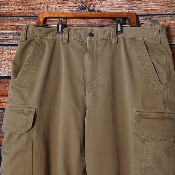 Eddie Bauer Cargo Pants Mens 40X32 Cotton Flannel Lined Warm Khaki Tan - Picture 7 of 10